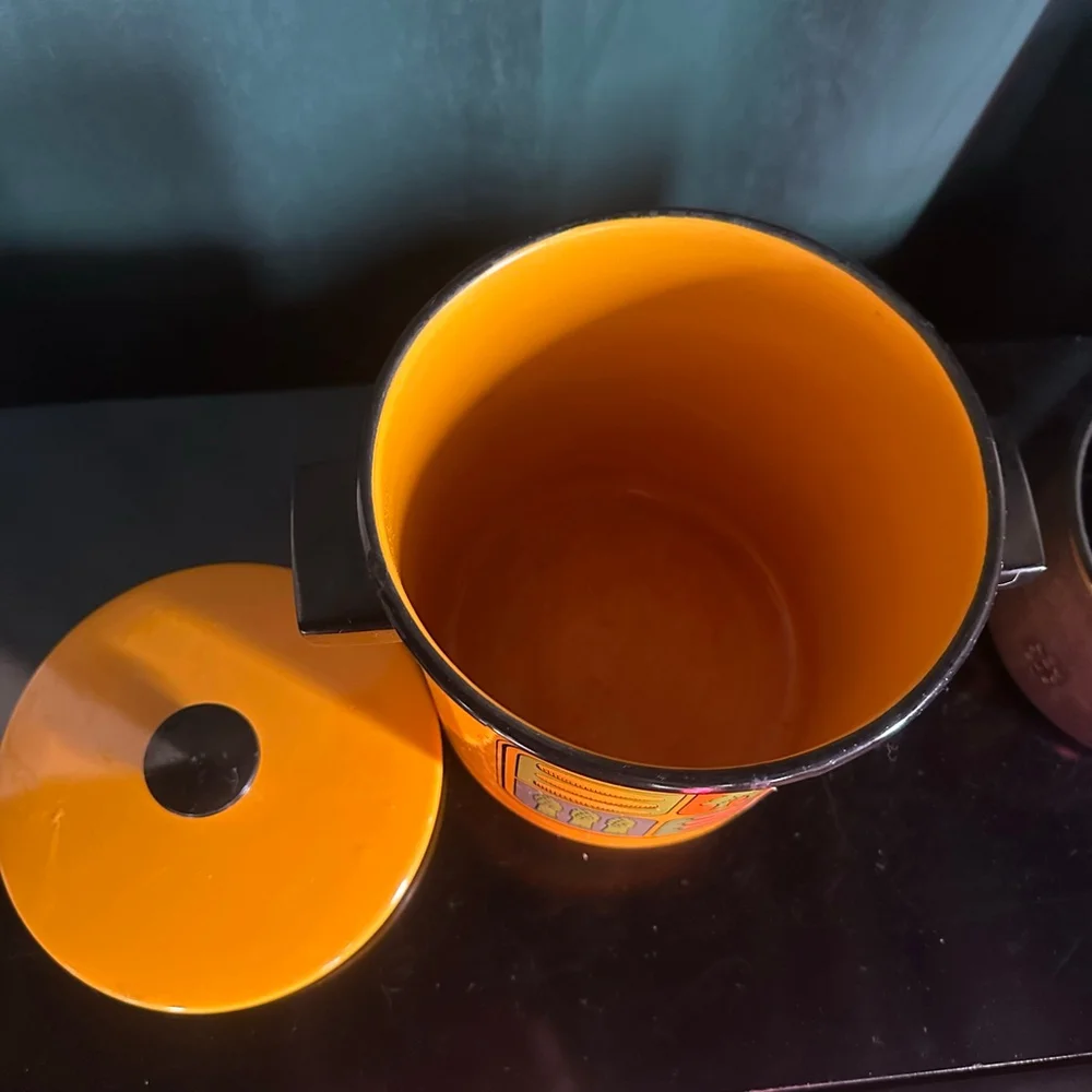 Vintage MCM Enamelware Vegetable Stock Pot Enamel Yellow Corn Asparagus Broccoli